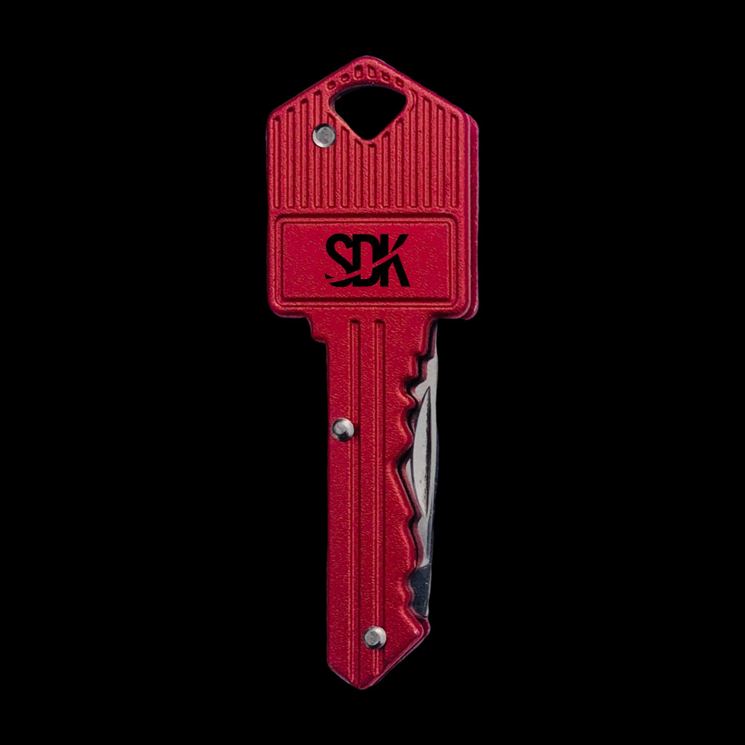 SDK Key Knife Red (stainless steel key-shaped flip knife)