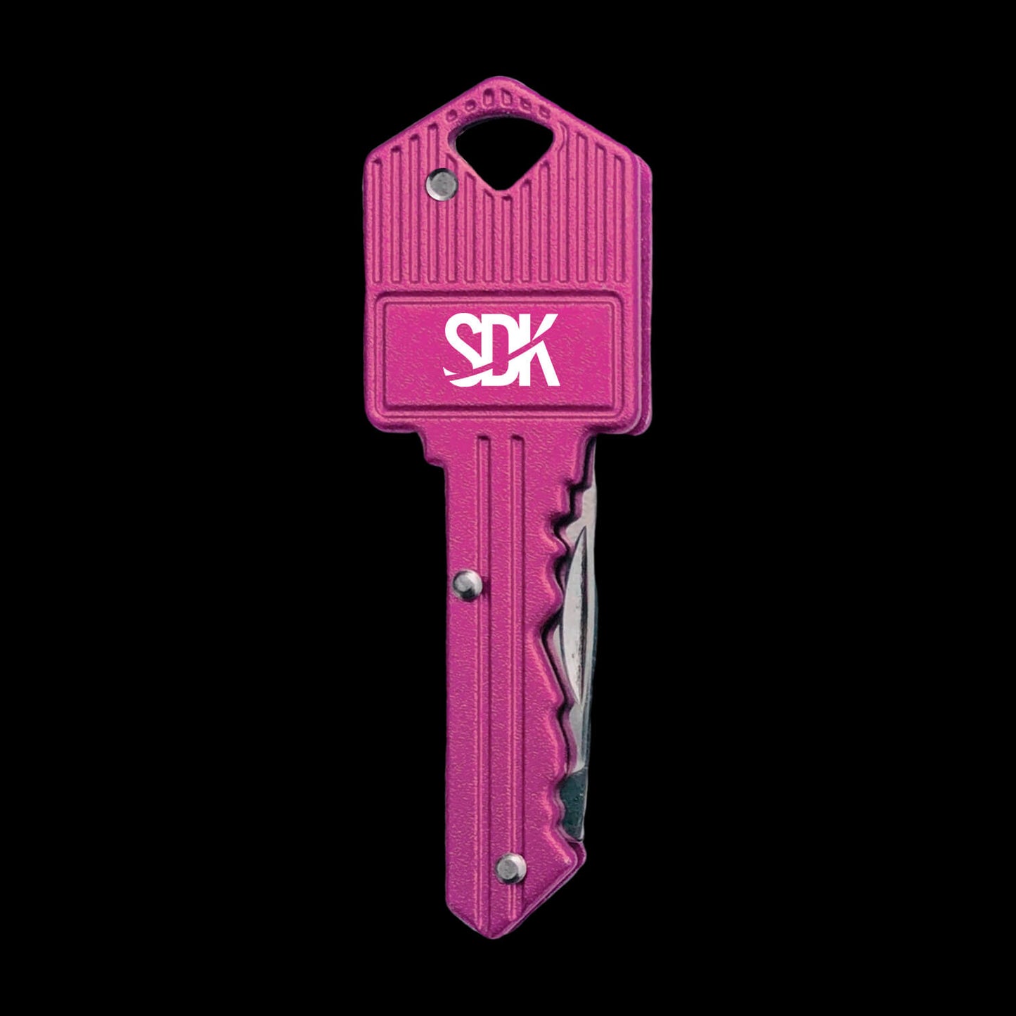 SDK Kit Pink Key Knife (closed position) (stainless steel key-shaped flip knife)