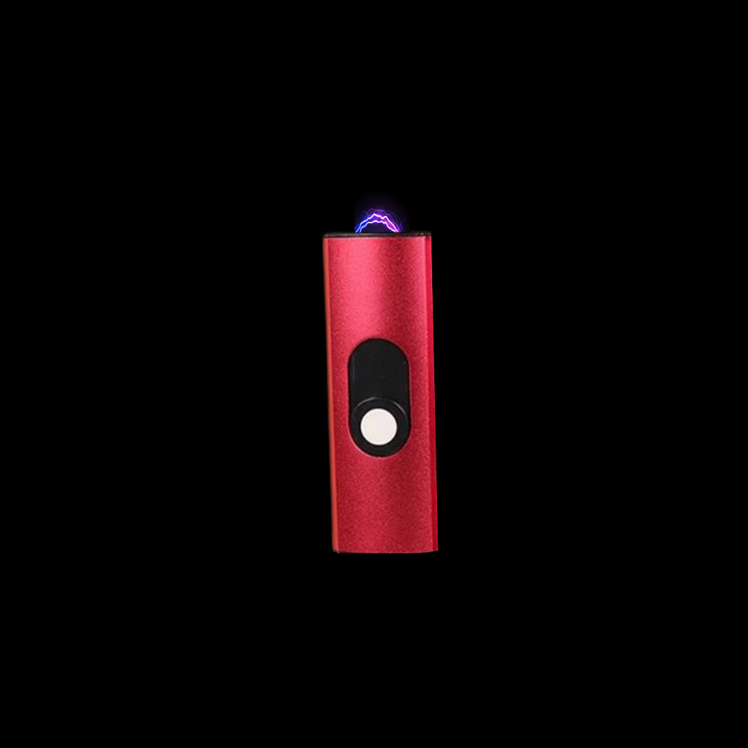 Red compact rechargeable mini stunner for personal self-defense with built-in flashlight