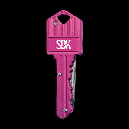 SDK Key Knife Pink (stainless steel key-shaped flip knife)