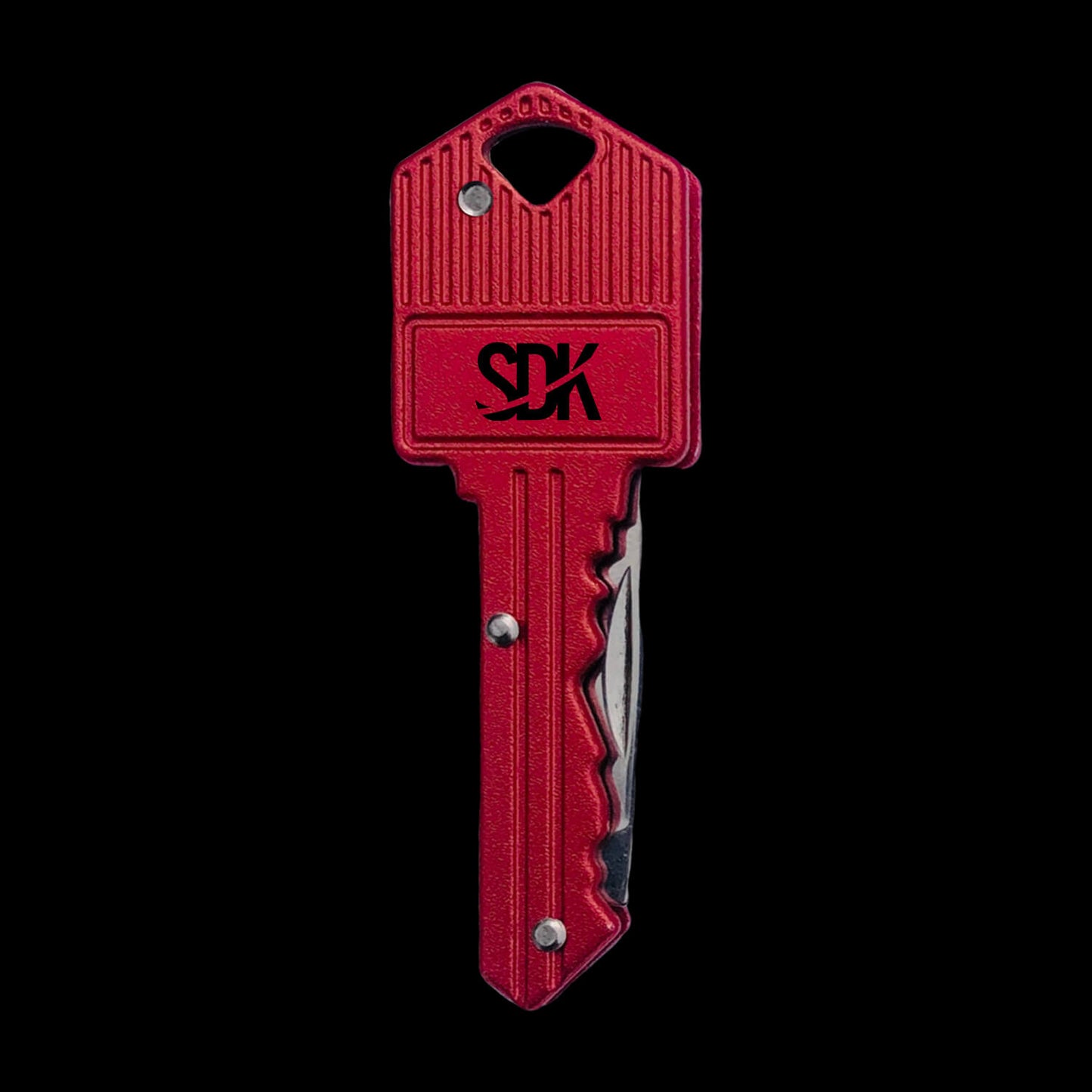 SDK Key Knife Red (stainless steel key-shaped flip knife)