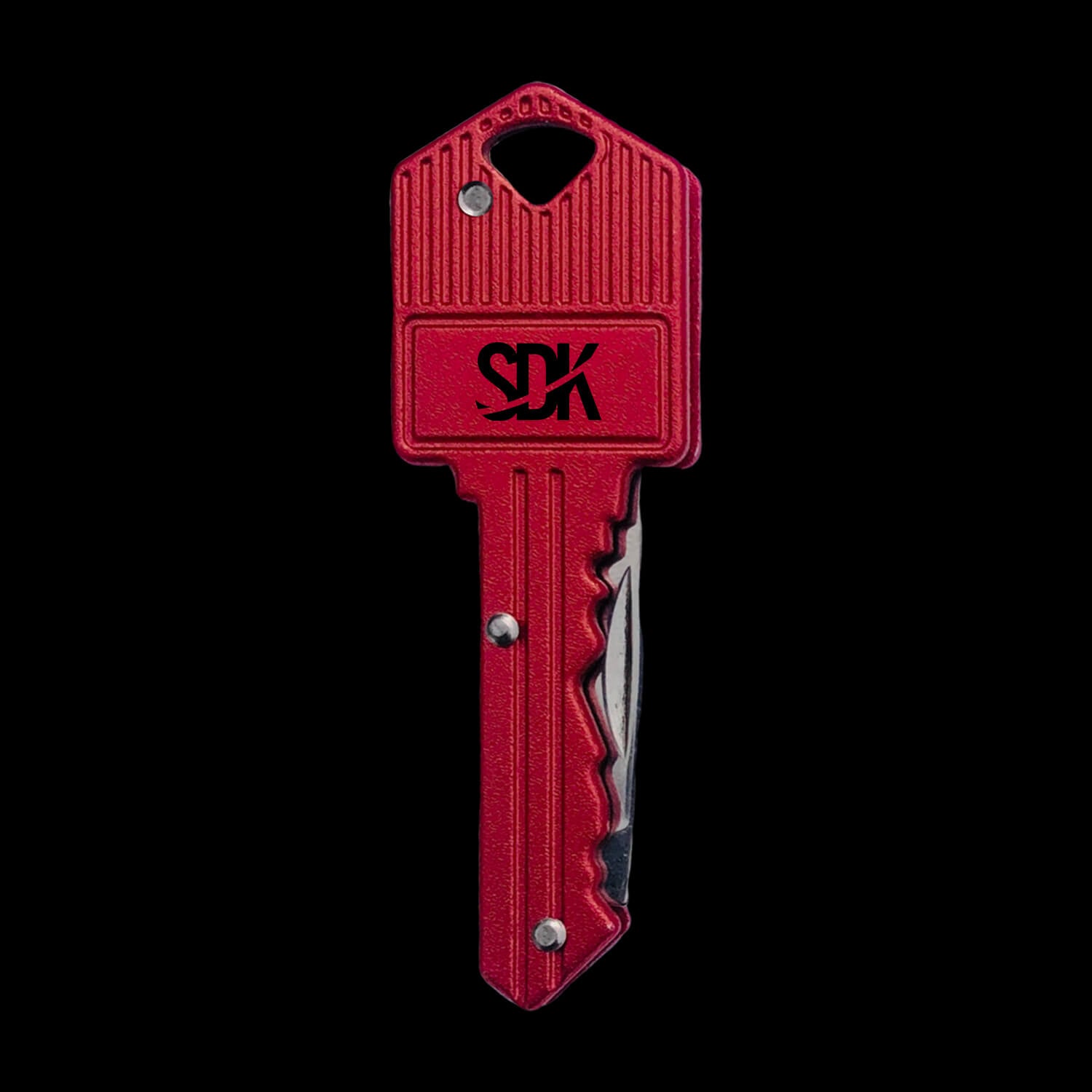 SDK Kit Red Key Knife (closed position) (stainless steel key-shaped flip knife)