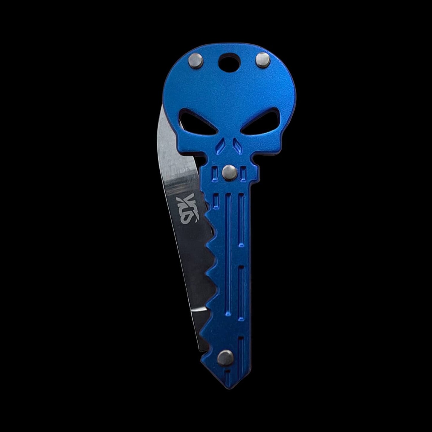 SDK Skull Knife Blue (stainless steel skull-shaped flip knife)